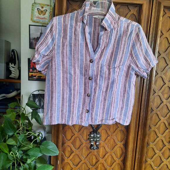 Striped Red and Blue Crop Top - Picture 4 of 16